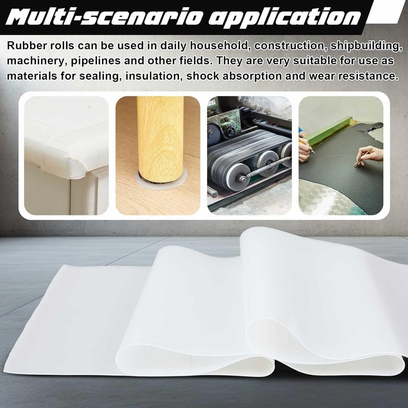 Innconee Silicone Rubber Sheets 1/16" Thick x 16" Wide x 118" Long Rubber Mat Gasket Material Strip Roll for DIY Gaskets Material, Pads, Sealing, Cushion, Microwave Oven Protection(White) - Image 5